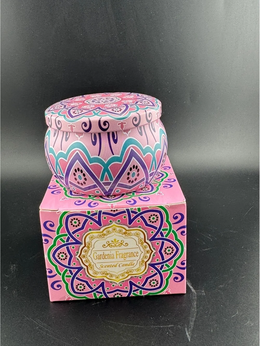 Decorative Soy Gardenia Fragrance Scented Candle in Tin